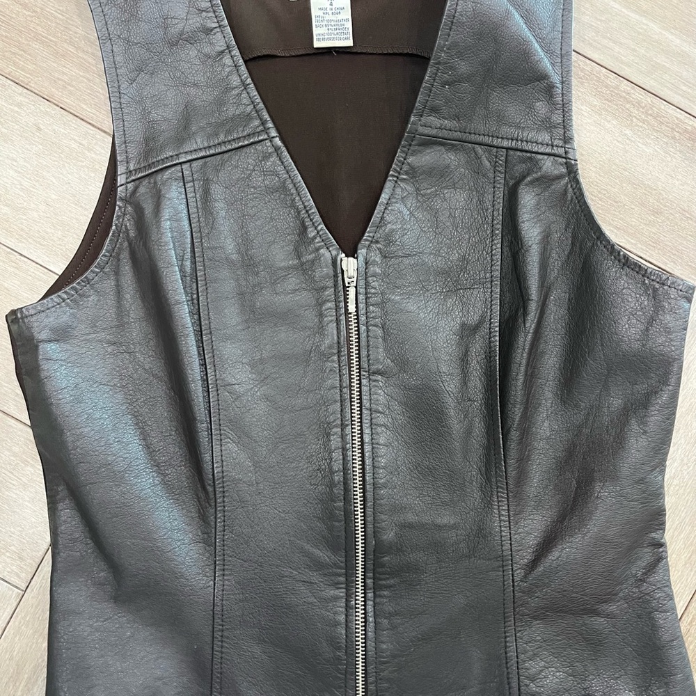 Jennifer Moore Dark Brown Genuine Leather Vest